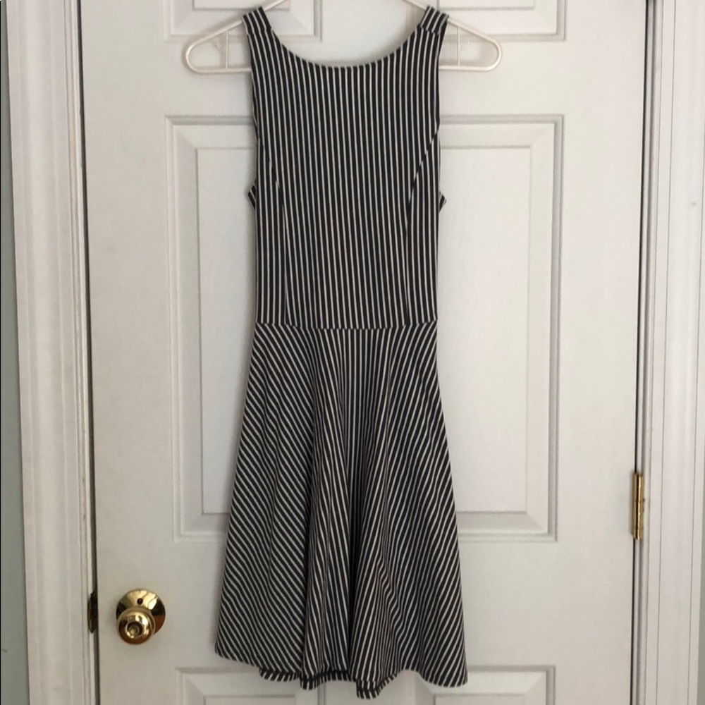 Black and white striped dress
